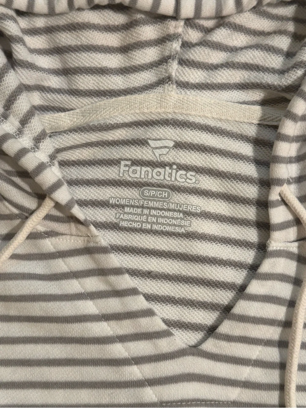 Fanatics Notre Dame Striped Hooded Pullover - White & Light Gray